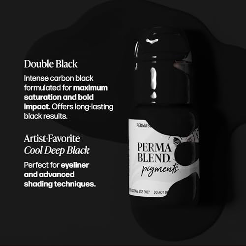 Perma Blend Double Black Microblading Ink – Professional Permanent Eyeliner Tattoo Ink, Dark Carbon Based, Vegan (0.5 oz) Avelisse