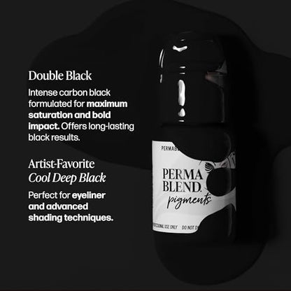 Perma Blend Double Black Microblading Ink – Professional Permanent Eyeliner Tattoo Ink, Dark Carbon Based, Vegan (0.5 oz) Avelisse