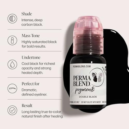 Perma Blend Double Black Microblading Ink – Professional Permanent Eyeliner Tattoo Ink, Dark Carbon Based, Vegan (0.5 oz) Avelisse