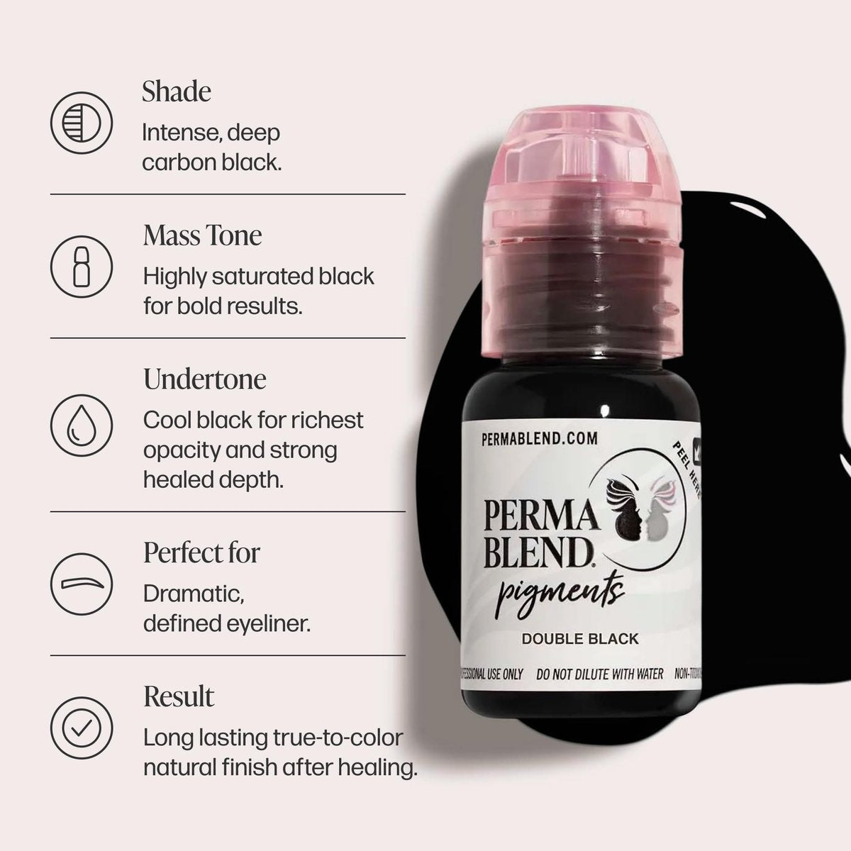 Perma Blend Double Black Microblading Ink – Professional Permanent Eyeliner Tattoo Ink, Dark Carbon Based, Vegan (0.5 oz) Avelisse