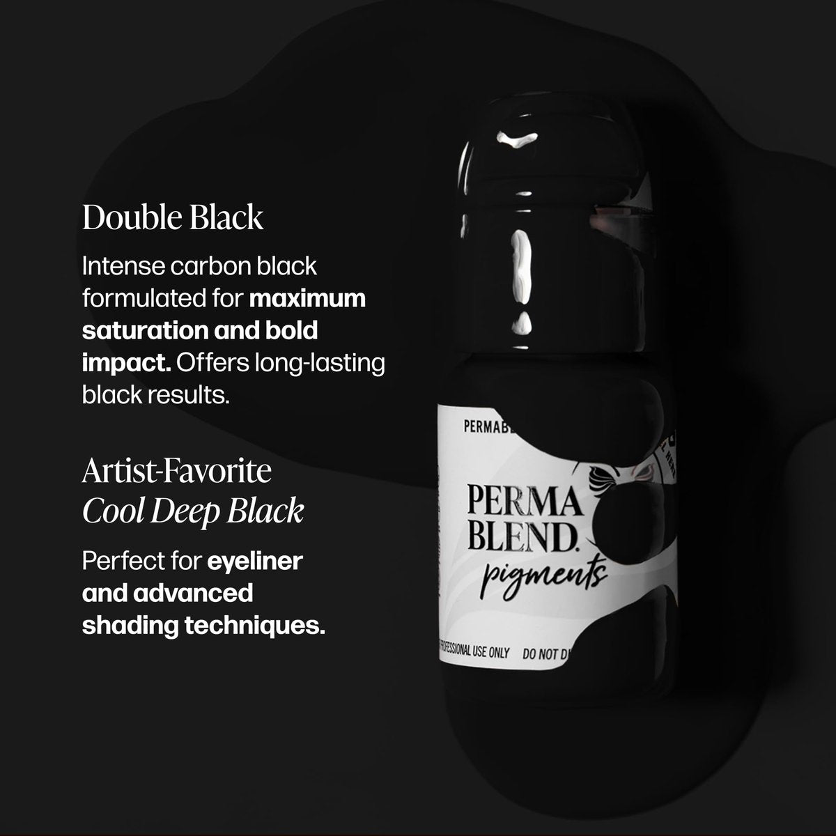 Perma Blend Double Black Microblading Ink – Professional Permanent Eyeliner Tattoo Ink, Dark Carbon Based, Vegan (0.5 oz) Avelisse