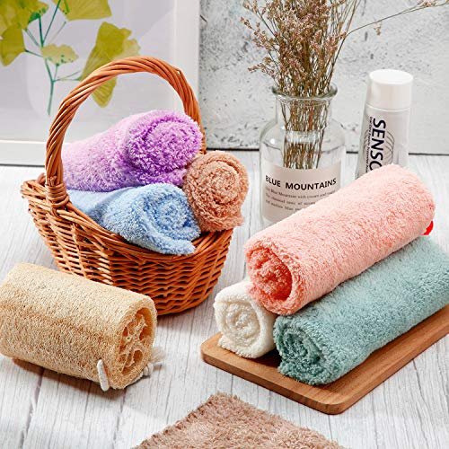 Syhood 12-Pack Reusable Microfiber Face Wash Cloths - 10x10 Inch Coral Velvet Makeup Remover Towels (Pink, Green, Brown, Purple, Blue, Beige) - görsel 14