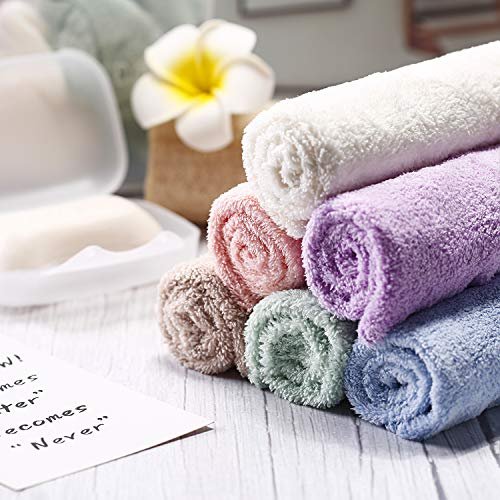 Syhood 12-Pack Reusable Microfiber Face Wash Cloths - 10x10 Inch Coral Velvet Makeup Remover Towels (Pink, Green, Brown, Purple, Blue, Beige) - görsel 4