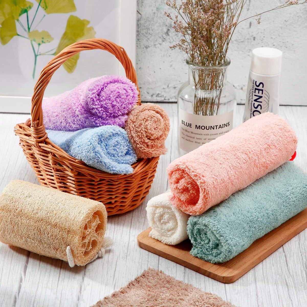 Syhood 12-Pack Reusable Microfiber Face Wash Cloths - 10x10 Inch Coral Velvet Makeup Remover Towels (Pink, Green, Brown, Purple, Blue, Beige) - görsel 13