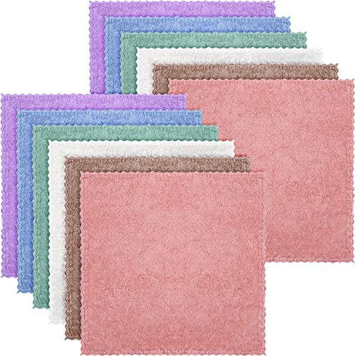 Syhood 12-Pack Reusable Microfiber Face Wash Cloths - 10x10 Inch Coral Velvet Makeup Remover Towels (Pink, Green, Brown, Purple, Blue, Beige) - görsel 2