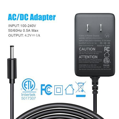 SoulBay 4.2V Charger Cord for Wahl Trimmer Clipper 9818 9818L 9854L WNT-8 WNT-9 9864 9876L 9880L 9888L Lithium Ion Beard Shaver Groomer S003HU0420060 S004mu0400090 Class 2 Power Supply Replacement Avelisse