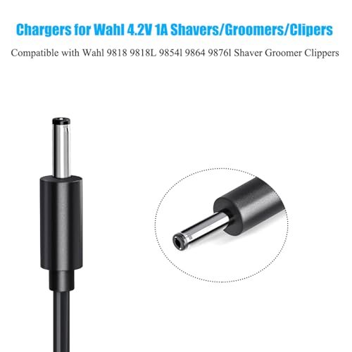 SoulBay 4.2V Charger Cord for Wahl Trimmer Clipper 9818 9818L 9854L WNT-8 WNT-9 9864 9876L 9880L 9888L Lithium Ion Beard Shaver Groomer S003HU0420060 S004mu0400090 Class 2 Power Supply Replacement Avelisse