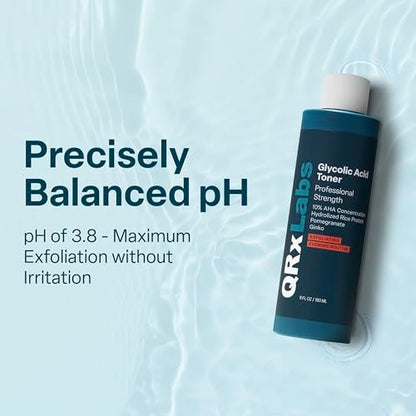 QRxLabs Glycolic Acid Toner - 10% Glycolic Acid Exfoliant with Salicylic Acid - Hydrating Face Exfoliator - Pore Toner & BHA Liquid Exfoliant with Witch Hazel - 6 Fl Oz Avelisse