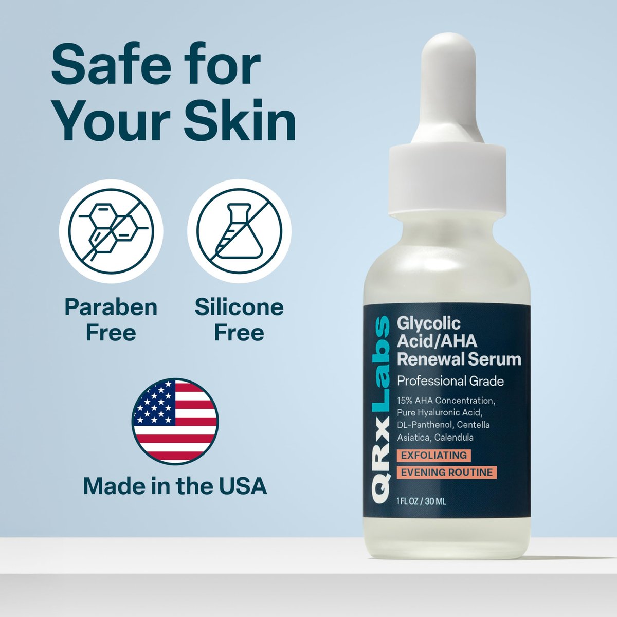 QRxLabs 15% Glycolic Acid Renewal Serum – Exfoliating AHA Serum for Smoother, Brighter Skin – 1 Fl Oz Avelisse