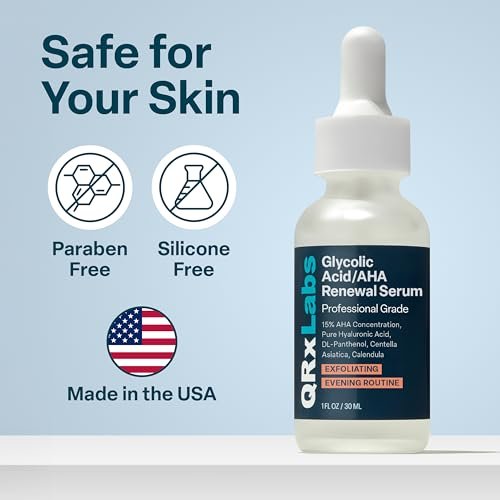 QRxLabs 15% Glycolic Acid Renewal Serum – Exfoliating AHA Serum for Smoother, Brighter Skin – 1 Fl Oz Avelisse
