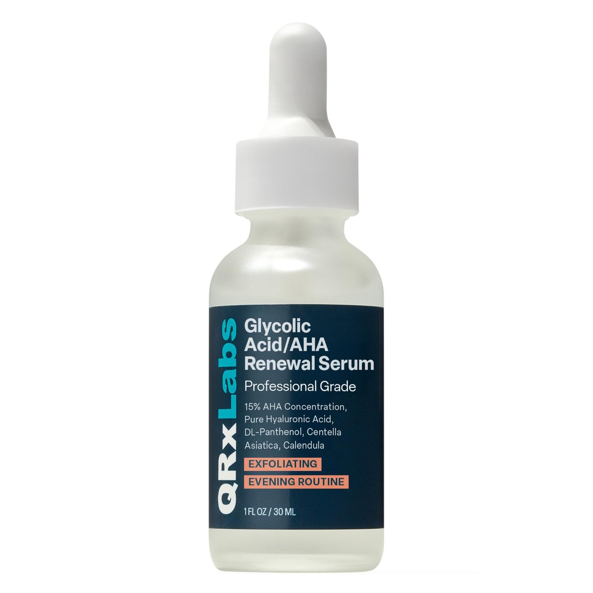 QRxLabs 15% Glycolic Acid Renewal Serum – Exfoliating AHA Serum for Smoother, Brighter Skin – 1 Fl Oz Avelisse