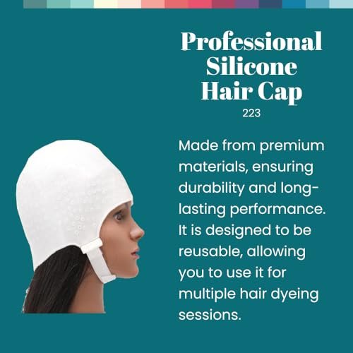 Dompel Silicone Highlight Hair Cap - Reusable Professional Silicone Cap for Hair Dyeing, 2 Piece Set, White Avelisse