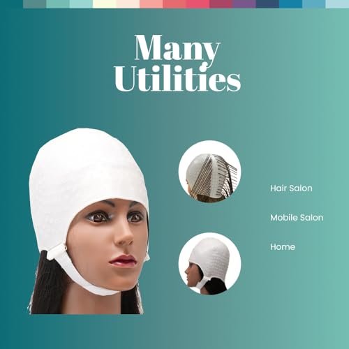 Dompel Silicone Highlight Hair Cap - Reusable Professional Silicone Cap for Hair Dyeing, 2 Piece Set, White Avelisse
