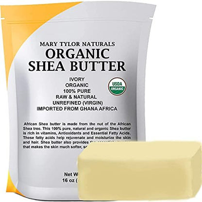 Organic Shea Butter 1 lb - Raw, Unrefined, Ivory from Ghana - Mary Tylor Naturals