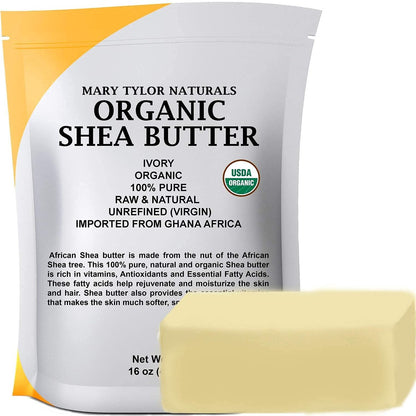 Organic Shea Butter 1 lb - Raw, Unrefined, Ivory from Ghana - Mary Tylor Naturals