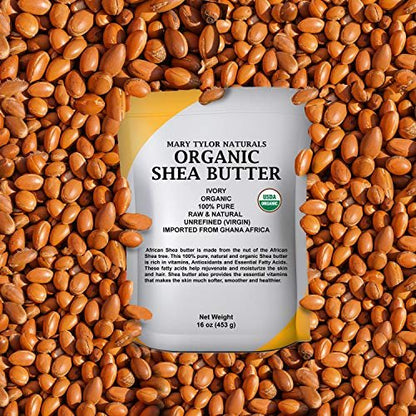 Organic Shea Butter 1 lb - Raw, Unrefined, Ivory from Ghana - Mary Tylor Naturals