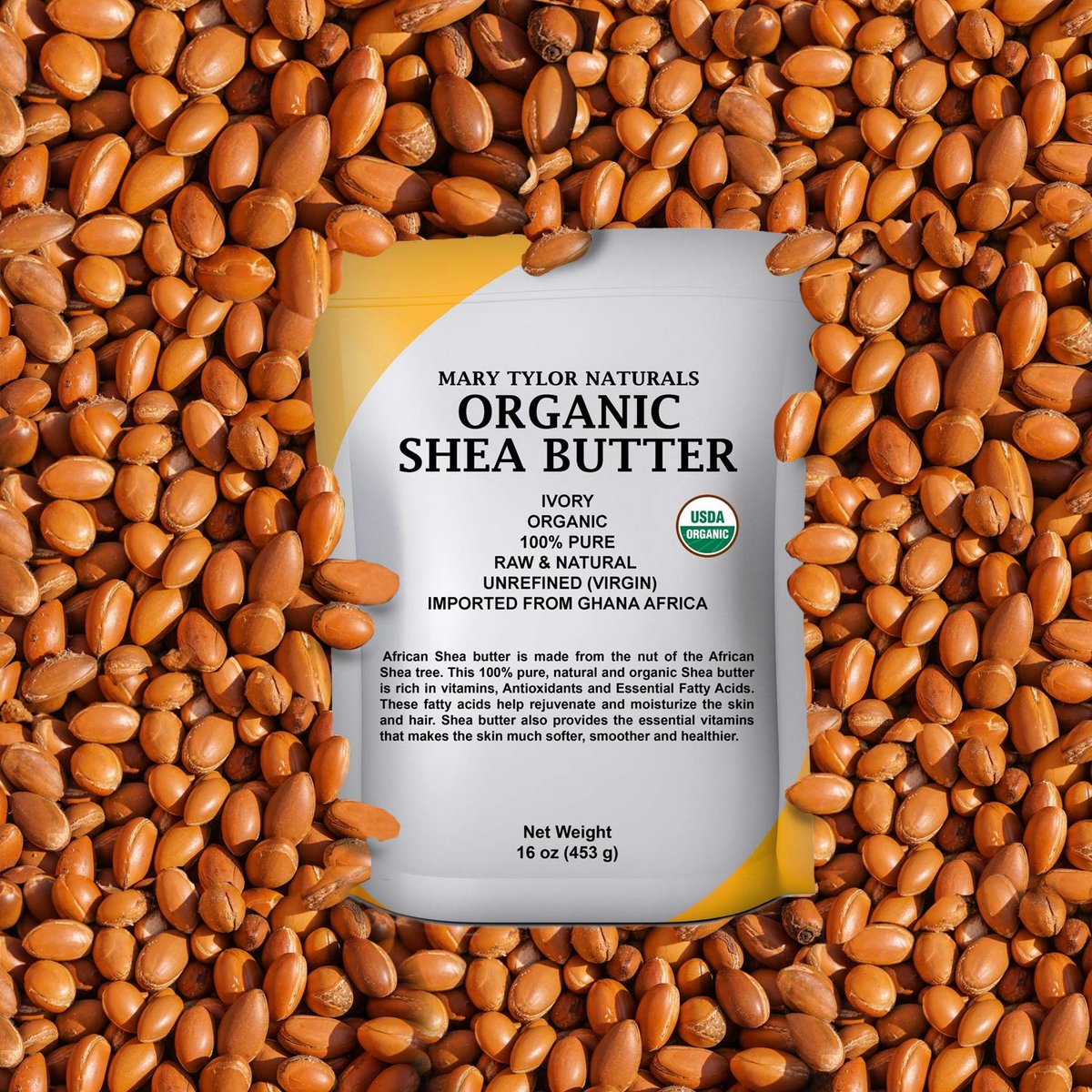 Organic Shea Butter 1 lb - Raw, Unrefined, Ivory from Ghana - Mary Tylor Naturals - görsel 7