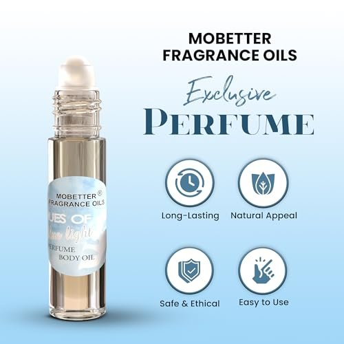 Hues Of Blue Light Women Perfume Body Oil – Floral Fruity Long-Lasting Fragrance, Travel Size (0.33 Fl Oz) Avelisse