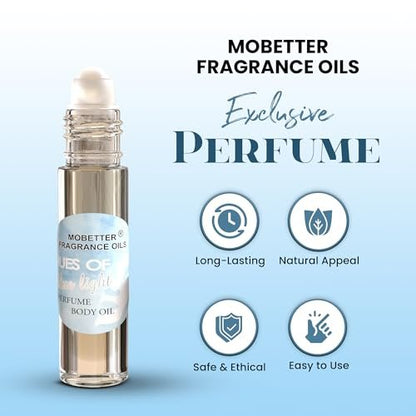 Hues Of Blue Light Women Perfume Body Oil – Floral Fruity Long-Lasting Fragrance, Travel Size (0.33 Fl Oz) Avelisse
