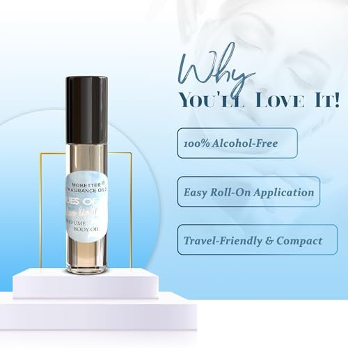 Hues Of Blue Light Women Perfume Body Oil – Floral Fruity Long-Lasting Fragrance, Travel Size (0.33 Fl Oz) Avelisse