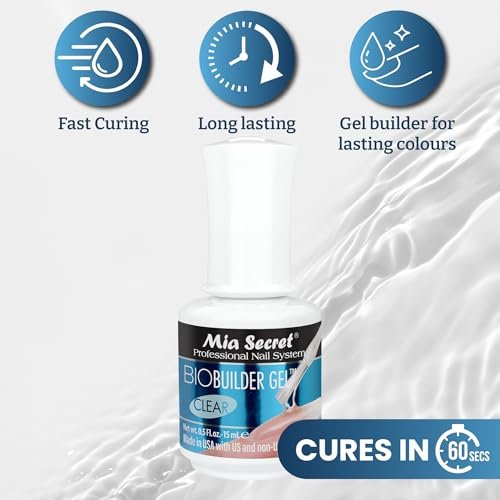 Mia Secret Clear Brush-On Nail Sculpting Gel - Builder Gel for Nail Extensions & Natural Nails (0.5 oz) Avelisse