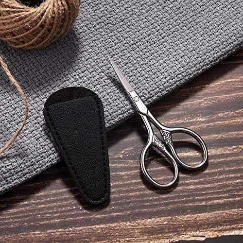 HITOPTY Small Precision Scissors – 3.5 Inch Stainless Steel Vintage Grooming Shears for Facial Hair, Eyebrows, Eyelashes, Beard & Moustache with PU Sheath - görsel 6