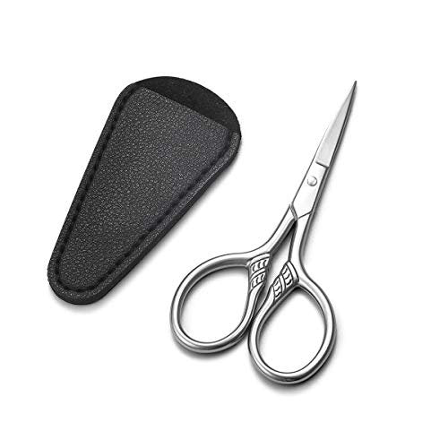 HITOPTY Small Precision Scissors – 3.5 Inch Stainless Steel Vintage Grooming Shears for Facial Hair, Eyebrows, Eyelashes, Beard & Moustache with PU Sheath - görsel 2