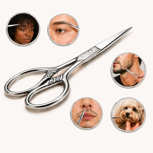 HITOPTY Small Precision Scissors – 3.5 Inch Stainless Steel Vintage Grooming Shears for Facial Hair, Eyebrows, Eyelashes, Beard & Moustache with PU Sheath - görsel 8