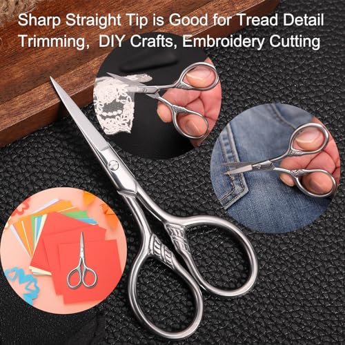 HITOPTY Small Precision Scissors – 3.5 Inch Stainless Steel Vintage Grooming Shears for Facial Hair, Eyebrows, Eyelashes, Beard & Moustache with PU Sheath - görsel 10