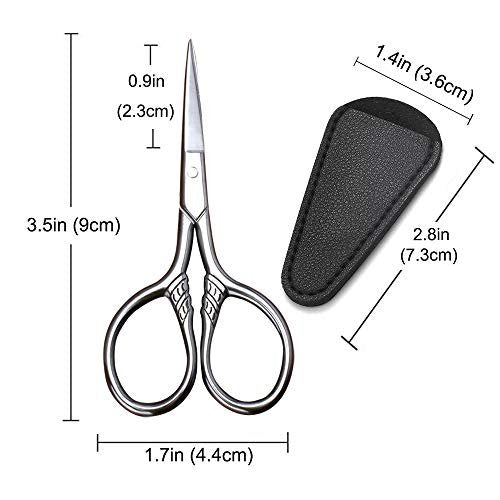 HITOPTY Small Precision Scissors – 3.5 Inch Stainless Steel Vintage Grooming Shears for Facial Hair, Eyebrows, Eyelashes, Beard & Moustache with PU Sheath - görsel 12