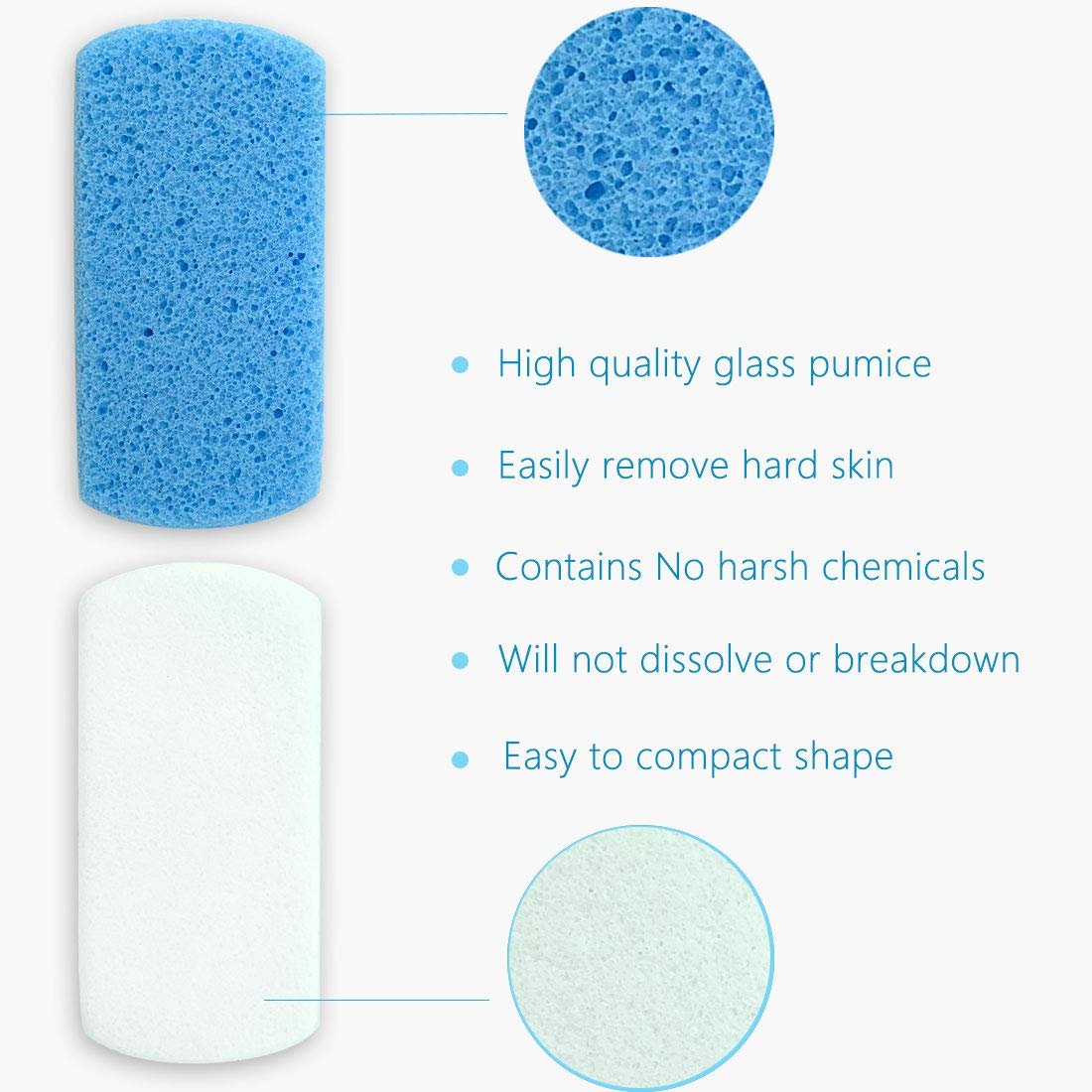 Maryton Glass Pumice Stone for Feet - Callus Remover & Foot Scrubber, Pedicure Exfoliator Tool (Pack of 2, Blue) - görsel 3