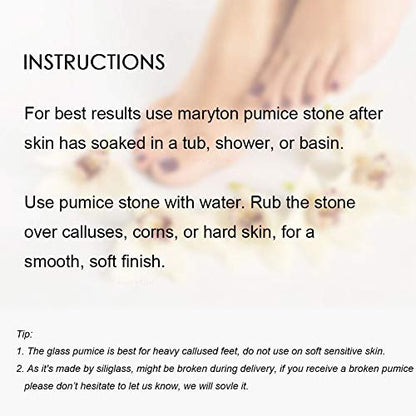Maryton Glass Pumice Stone for Feet - Callus Remover & Foot Scrubber, Pedicure Exfoliator Tool (Pack of 2, Blue)