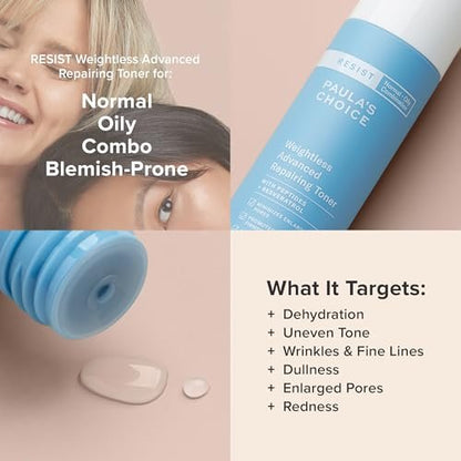 Paula's Choice Resist Weightless Advanced Repairing Face Toner with Niacinamide & Hyaluronic Acid for Normal, Combination, Oily Skin - Fragrance Free, 4 oz Avelisse