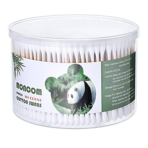 MONCOM Cotton Swabs 500 Count - Biodegradable Eco-Friendly Wooden Stick Cotton Buds - görsel 2