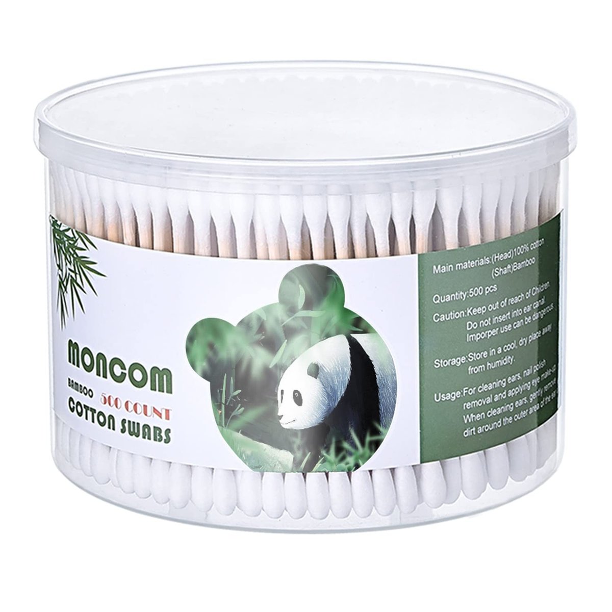 MONCOM Cotton Swabs 500 Count - Biodegradable Eco-Friendly Wooden Stick Cotton Buds - görsel 1