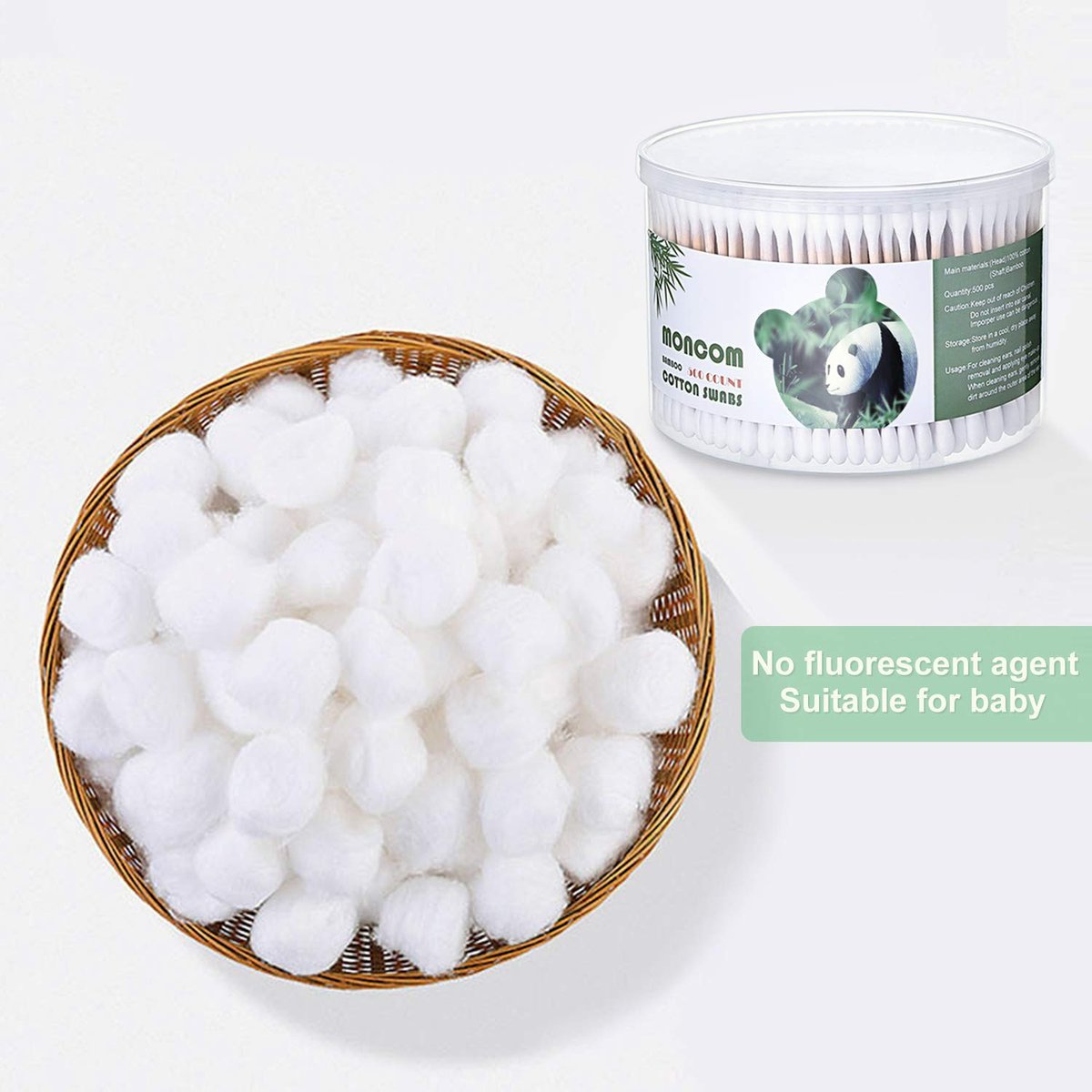 MONCOM Cotton Swabs 500 Count - Biodegradable Eco-Friendly Wooden Stick Cotton Buds - görsel 11