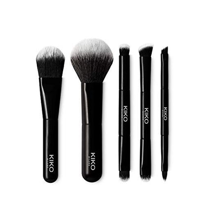 KIKO Milano Travel Brush Set – 5 Professional Brushes in Travel Pouch