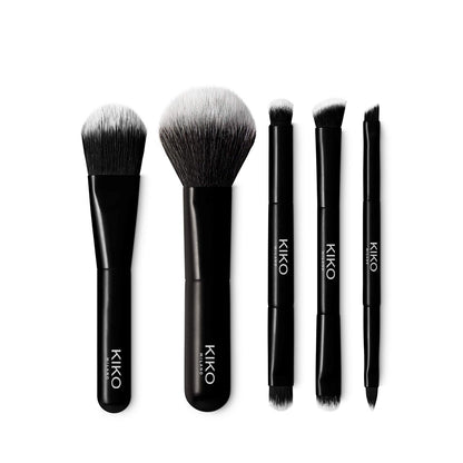 KIKO Milano Travel Brush Set – 5 Professional Brushes in Travel Pouch