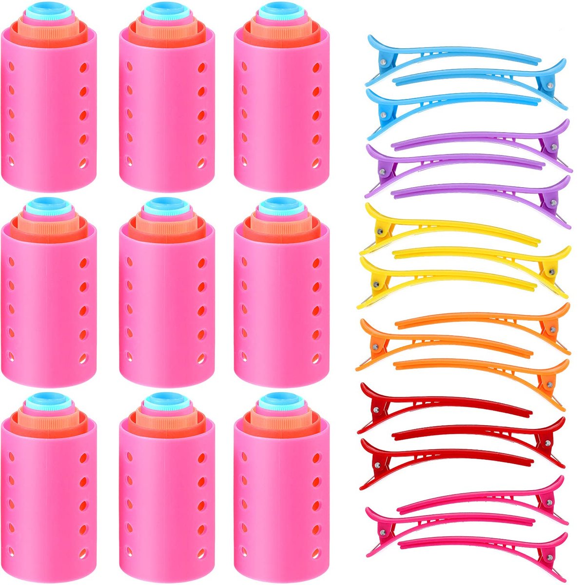 Blulu 72-Piece Multicolor Magnetic Rollers Set - 54 Hair Rollers, 18 Duck Teeth Bows, and Hair Clips for Voluminous Curls Avelisse