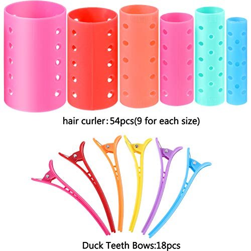 Blulu 72-Piece Multicolor Magnetic Rollers Set - 54 Hair Rollers, 18 Duck Teeth Bows, and Hair Clips for Voluminous Curls Avelisse