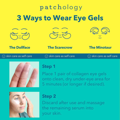 Patchology All Eyes On You Under Eye Mask - Retinol, Collagen & Green Tea Infused Eye Gels for Dark Circles, Puffiness, & Wrinkles - 6 Pairs Avelisse