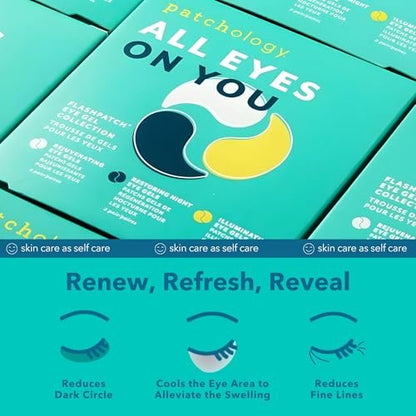Patchology All Eyes On You Under Eye Mask - Retinol, Collagen & Green Tea Infused Eye Gels for Dark Circles, Puffiness, & Wrinkles - 6 Pairs Avelisse