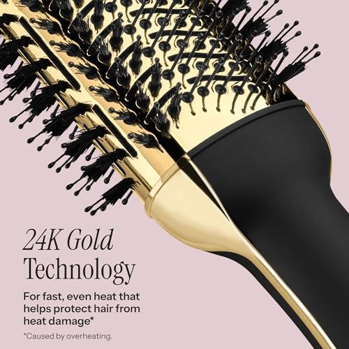 HOT TOOLS 24K Gold Blow Dryer Brush - Round Brush Blow Dryer for Salon-Worthy Blowouts in One Step Avelisse