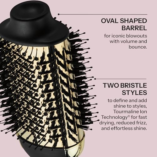 HOT TOOLS 24K Gold Blow Dryer Brush - Round Brush Blow Dryer for Salon-Worthy Blowouts in One Step Avelisse