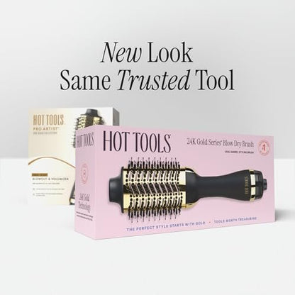 HOT TOOLS 24K Gold Blow Dryer Brush - Round Brush Blow Dryer for Salon-Worthy Blowouts in One Step Avelisse