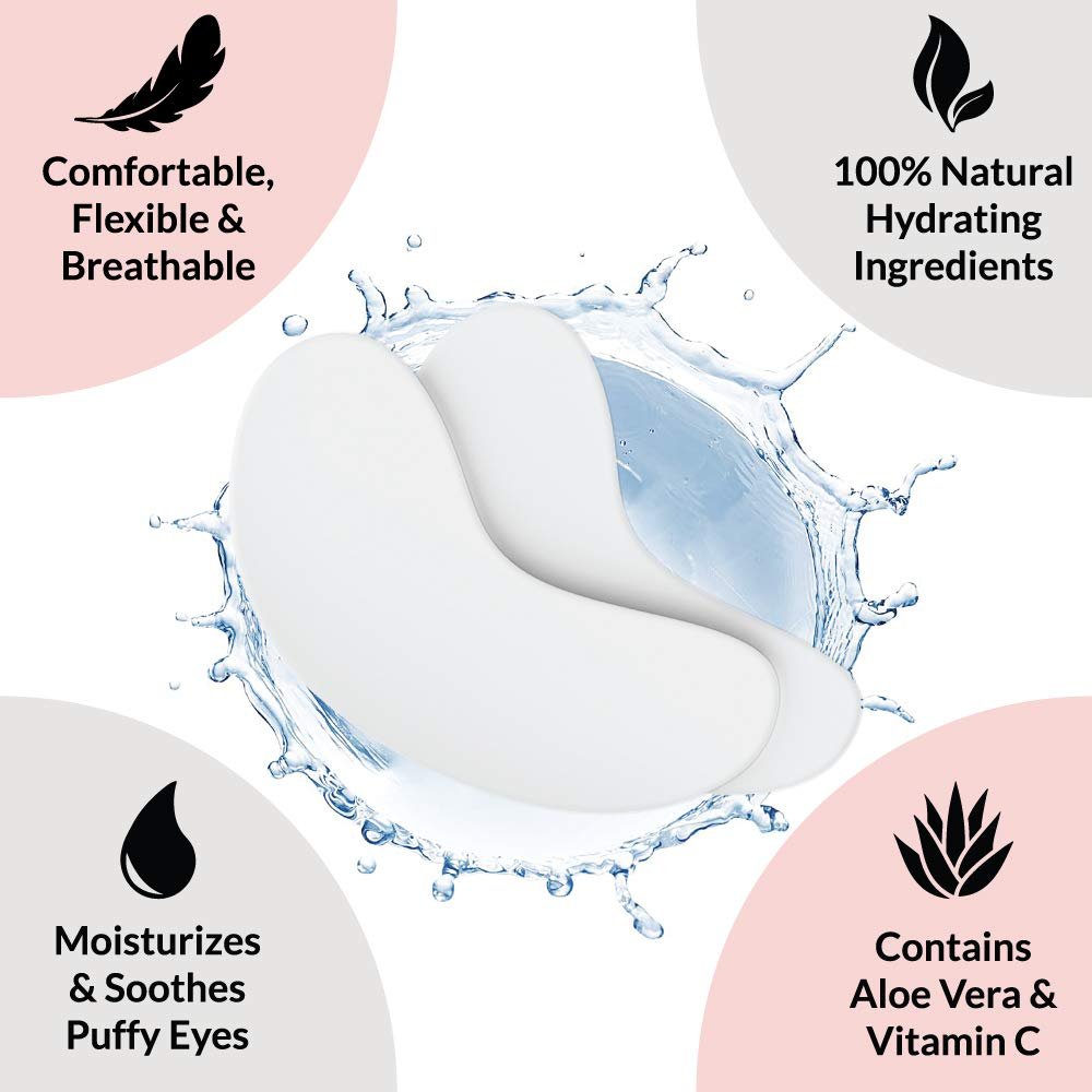 100 Pairs Under Eye Pads for Lash Extensions - Lint Free Hydrogel Eye Patches with Vitamin C & Aloe Vera for Eyelash Extension & Lash Lift - Professional Esthetician Gel Undereye Eyepads Avelisse