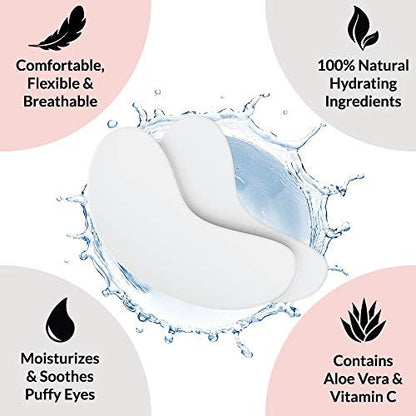 100 Pairs Under Eye Pads for Lash Extensions - Lint Free Hydrogel Eye Patches with Vitamin C & Aloe Vera for Eyelash Extension & Lash Lift - Professional Esthetician Gel Undereye Eyepads Avelisse