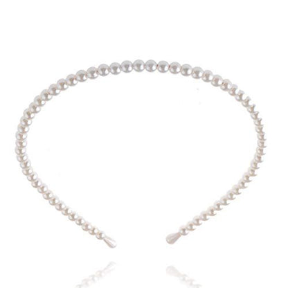Aysekone 2 Pack Simple Design Imitation Pearl Headband for Women - Elegant Full Pearl Bead Fashion Hair Hoop for Wedding Party Bridal