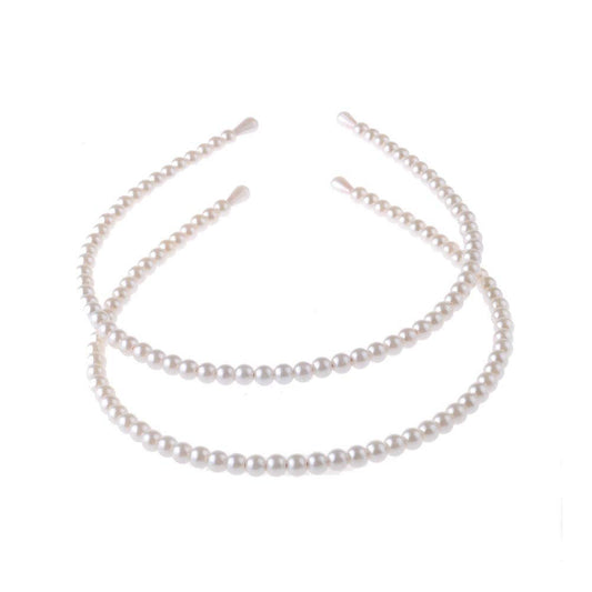 Aysekone 2 Pack Simple Design Imitation Pearl Headband for Women - Elegant Full Pearl Bead Fashion Hair Hoop for Wedding Party Bridal