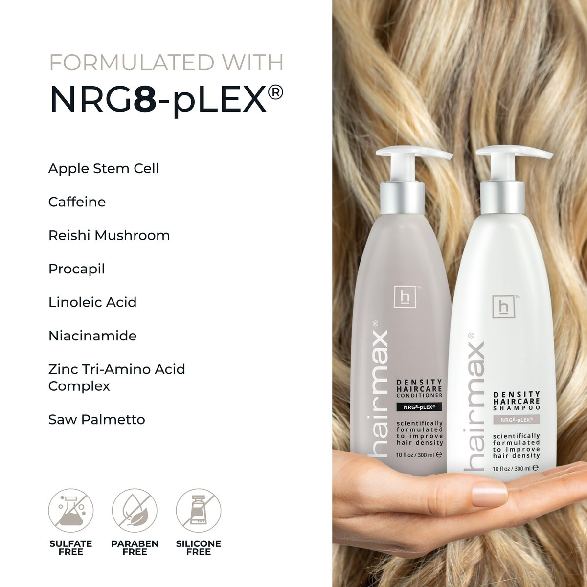 Hairmax Anti-Thinning Shampoo & Conditioner Set – Sulfate-Free, Paraben-Free Hair & Scalp Therapy, 10 fl oz Each Avelisse